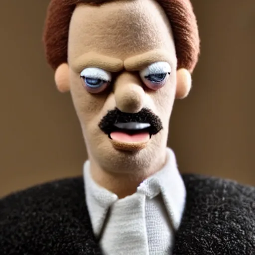 Prompt: steve buscemi as a muppet. highly detailed felt. hyper real photo. 4 k.