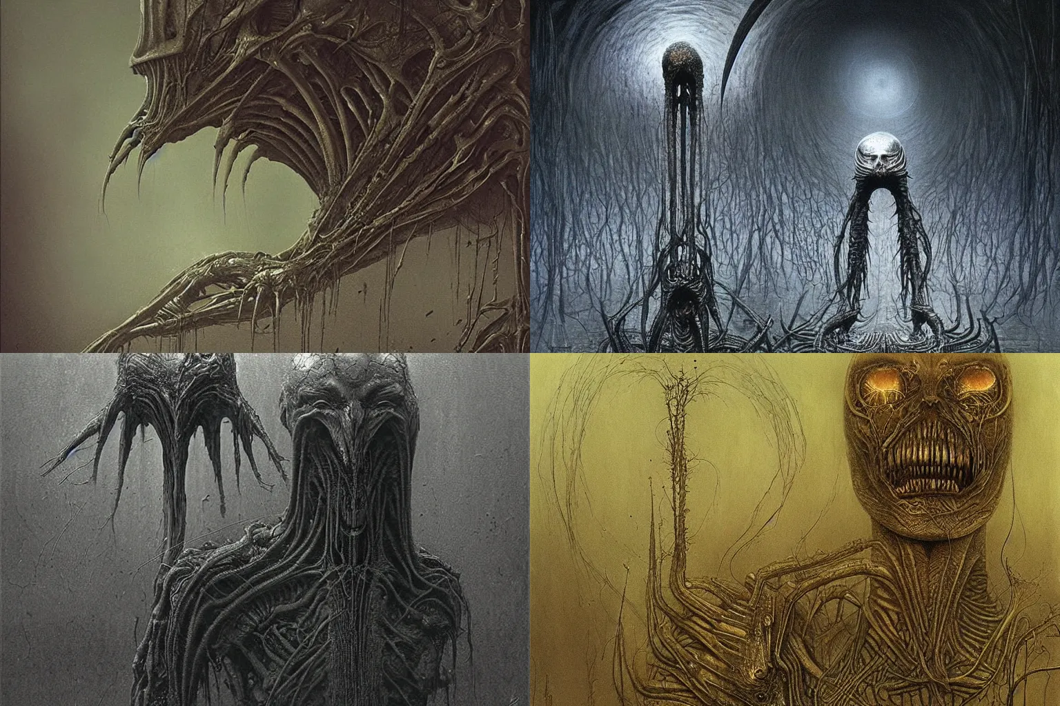 Prompt: an alien by HR giger and zdzislaw beksinski, atmospheric, cinematic, very detailed, intricate