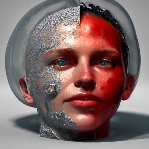 Prompt: 3 d liquid simulation with melting face, beautiful model face, kandinski, monet, picasso, artstation, octane render, unreal engine, luxury elegant art, art noveau