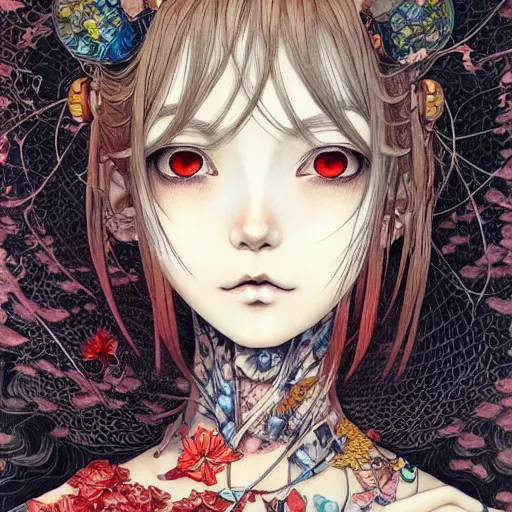 Image similar to beautiful anime girl portrait painted in jacek yerka aykut aydogdu and leslie zhang style drawn by vania zouravliov and takato yamamoto, inspired by cyberpunk, intricate acrylic gouache painting, high detail, sharp high detail, artstation, manga and anime