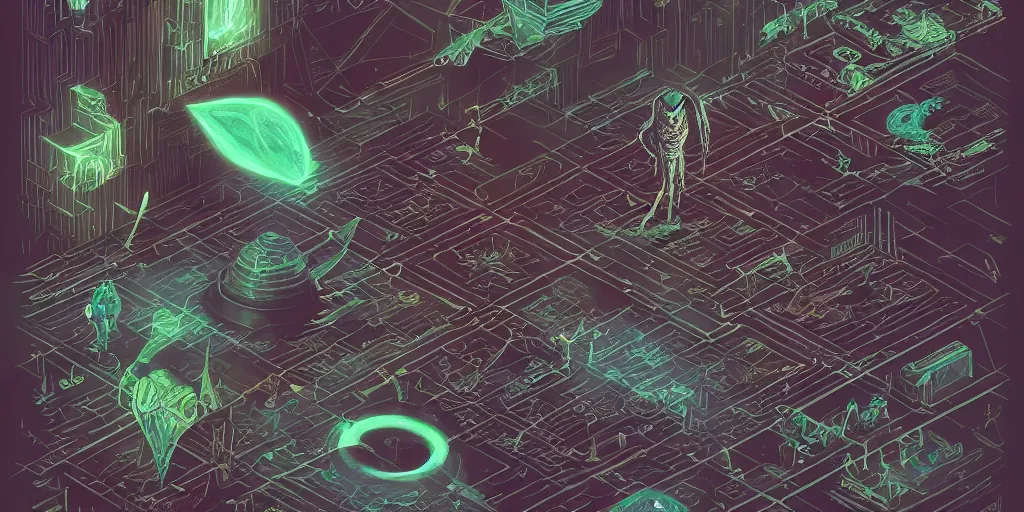 Image similar to isometric portrait of advanced alien, his last moment, mystical, technology meets fantasy, map, infographic, concept art, art station, style of giger, wes anderson