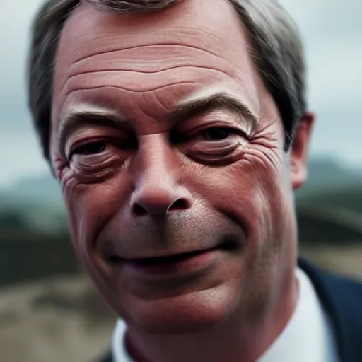 Prompt: nigel farage in skyrim splash art, movie still, cinematic lighting, dramatic, octane render, long lens, shallow depth of field, bokeh, anamorphic lens flare, 8 k, hyper detailed, 3 5 mm film grain