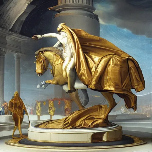 Image similar to sci-fi 🚗 dynamic organic forms and wall structure in the coronation of napoleon painting by Jacques-Louis David ceramic metal material shiny gloss water reflections search pinterest keyshot product render 4k