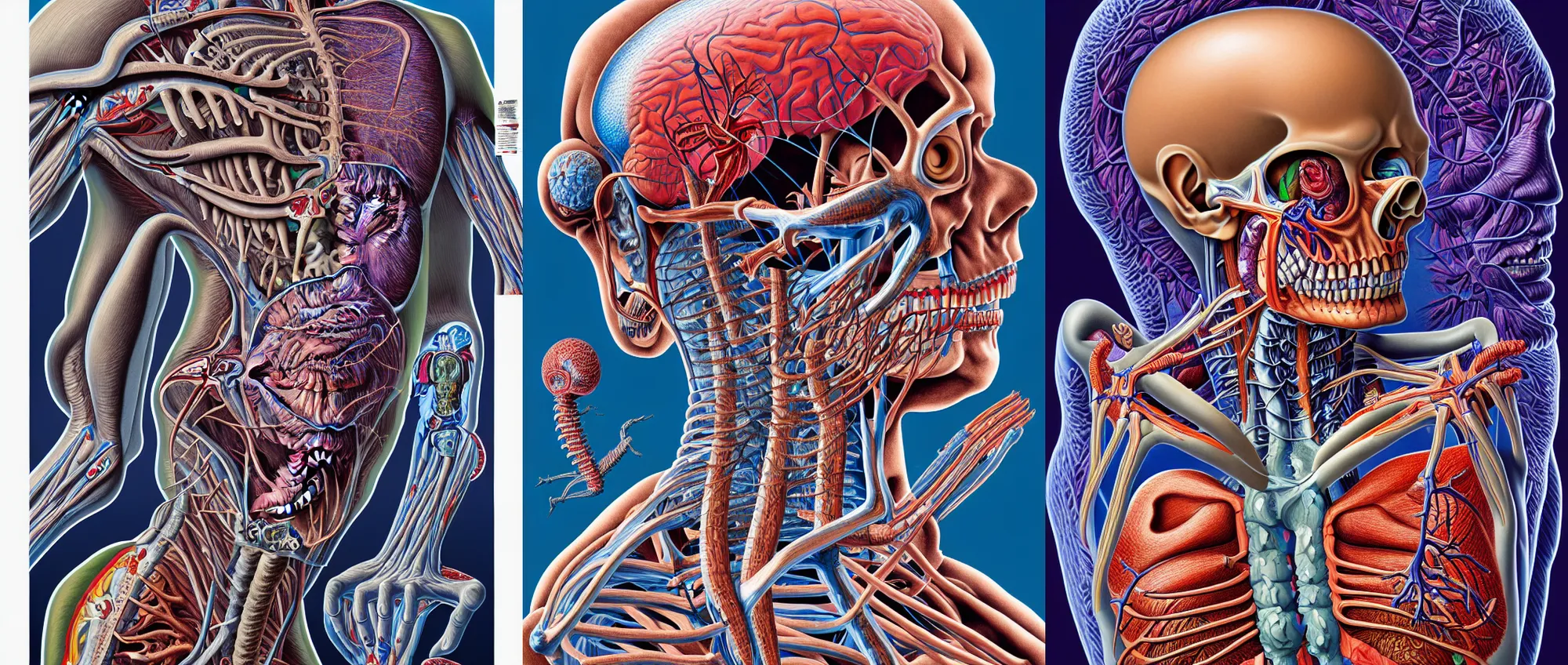 Prompt: an anatomical illustration of Megalon from a medical journal by Nychos and Alex Grey, highly detailed, high detail, 8k