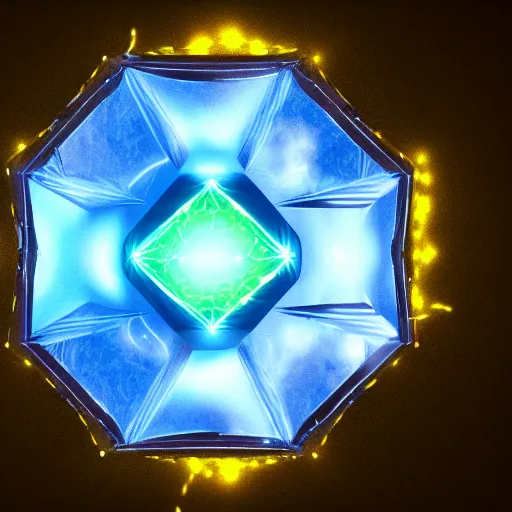 Prompt: mystical hexagonal portal in the night sky, made out of pure energy, hyperrealistic, photography