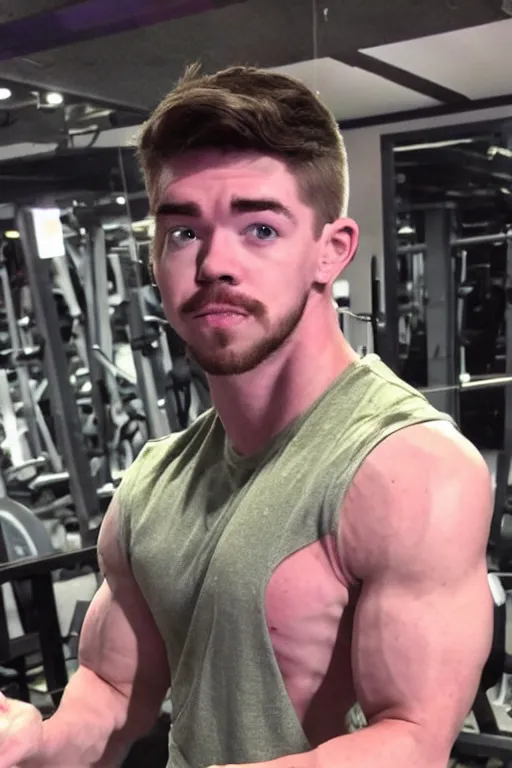 Image similar to 📷 Sean McLoughlan, Youtuber Jacksepticeye is a jacked muscle builder gigachad