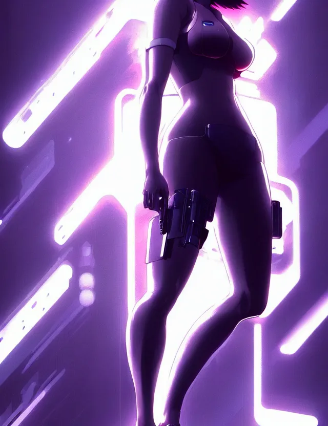 Image similar to a fullbody portrait of motoko kusanagi ghost in the shell, finely detailed features : : gits sac twenty forty five netflix : : by ilya kuvshinov, rossdraws, artgerm, sola digital arts, production ig, anti aliasing, raytracing : :