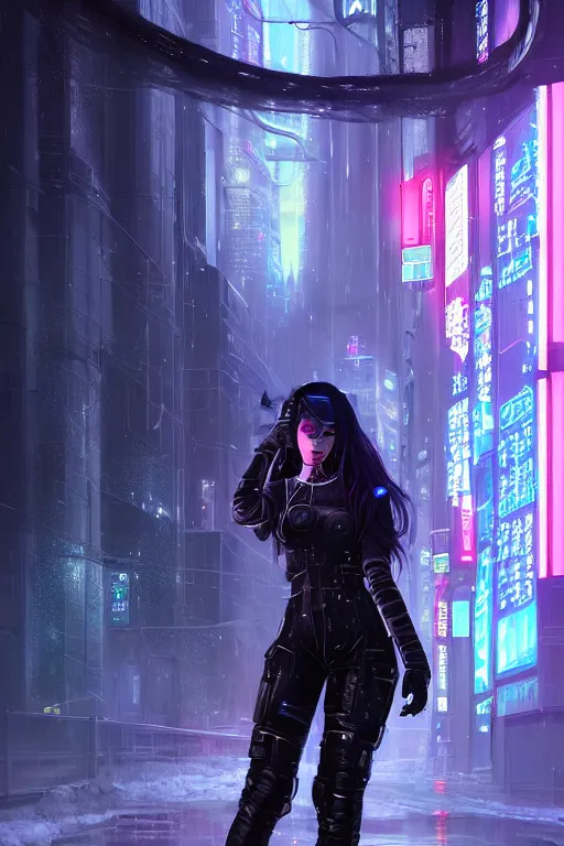 Image similar to portrait futuristic talented cyberpunk female Alchemist, in futuristic stormy heavy snowy thunder tokyo rooftop Enchantment cyberpunk night, ssci-fi, fantasy, intricate, very very beautiful, elegant, neon light, highly detailed, digital painting, artstation, concept art, soft light, hdri, smooth, sharp focus, illustration, art by tian zi and craig mullins and WLOP and alphonse mucha