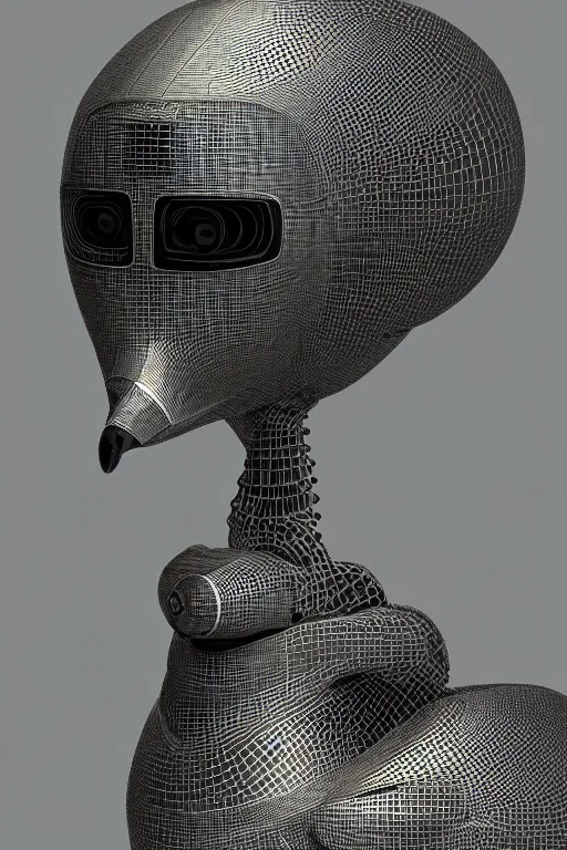 Image similar to robot duck concept portrait, visible screws and wires, 3 d metallic ceramic, detailed, sharp focus, pastel, intricate, realistic, smooth, volumetric lighting, digital painting, by miyazaki