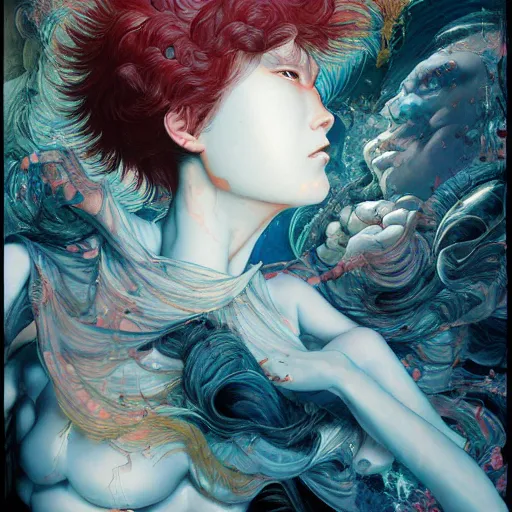 Image similar to prompt : figurative unique portrait soft light painted by james jean and katsuhiro otomo and erik jones, inspired by akira anime, smooth face feature, intricate oil painting, high detail illustration, sharp high detail, manga and anime 1 9 9 9