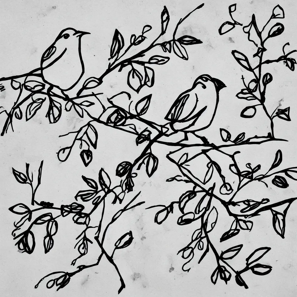 Image similar to stick figures bird, black and white