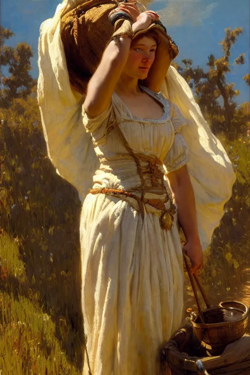 Image similar to peasant maid, highly detailed painting by gaston bussiere, craig mullins, j. c. leyendecker 8 k