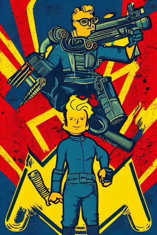 Image similar to fallout 7 6 retro futurist illustration art by butcher billy, sticker, colorful, illustration, highly detailed, simple, smooth and clean vector curves, no jagged lines, vector art, smooth andy warhol style