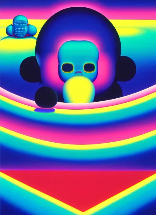 Prompt: midnight drive by shusei nagaoka, kaws, david rudnick, airbrush on canvas, pastell colours, cell shaded, 8 k