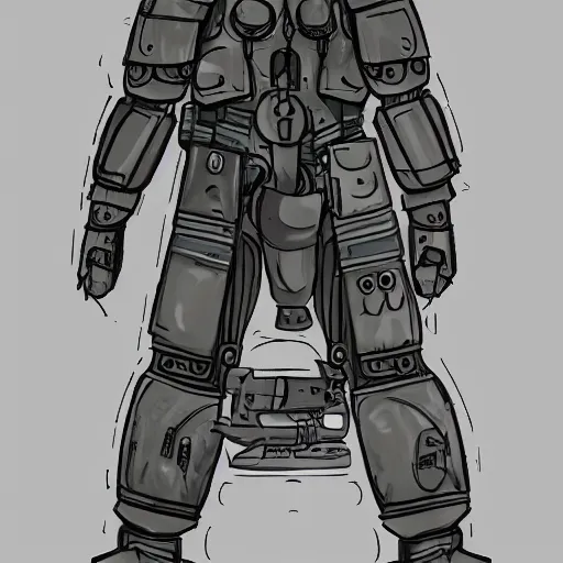 Image similar to line art, concept art, full body portrait, Maschinen Krieger soldier