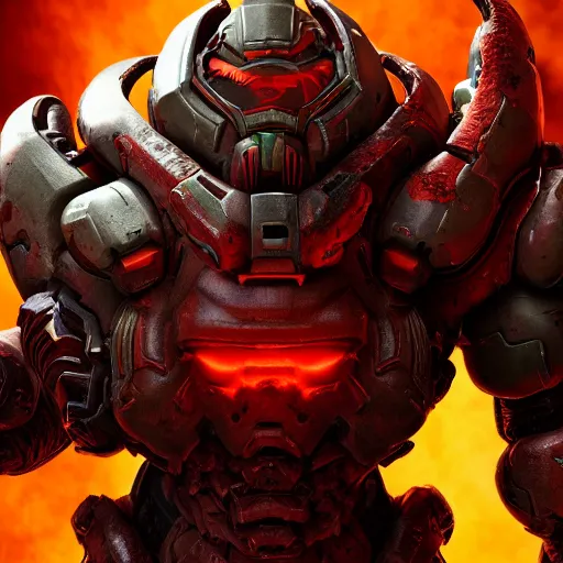 Image similar to doom slayer from doom eternal, photography