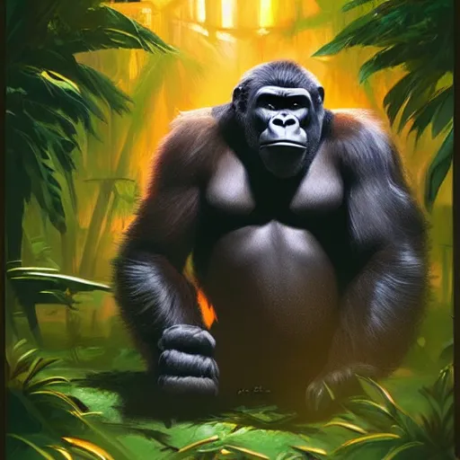 Silverback Gorilla Guardian of the Rainforest Rug by Holbrook Art