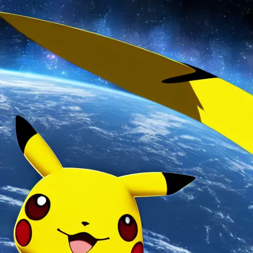 Image similar to Pikachu in space, detailed 4k render