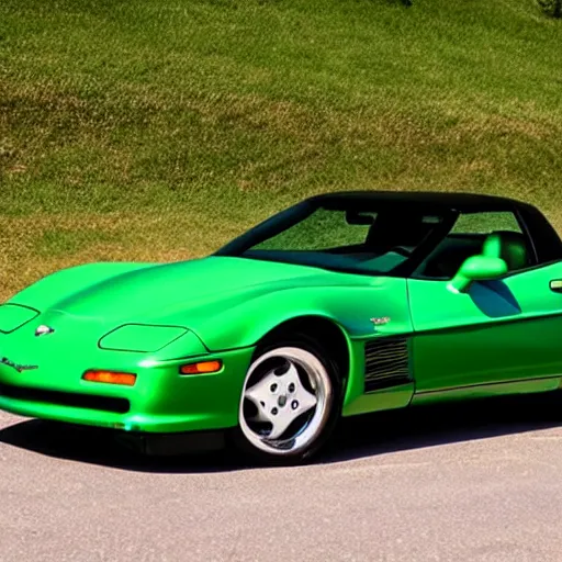 Prompt: a 1 9 9 6 green corvette