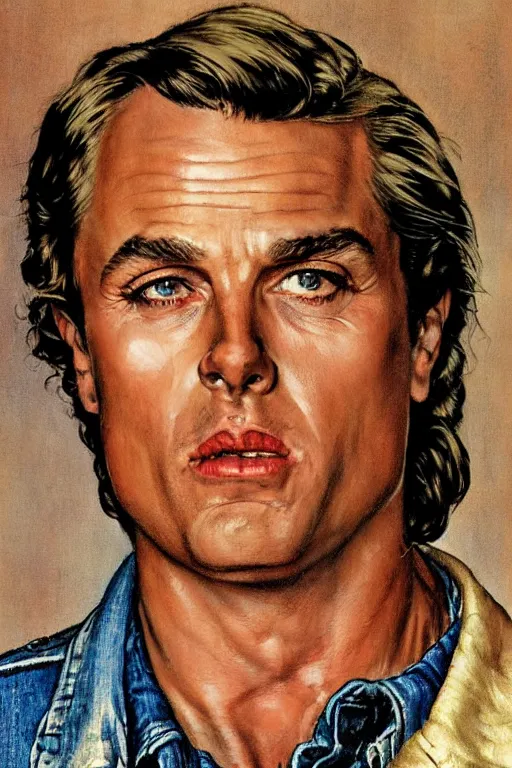 Prompt: Rick Dalton from Once upon a time in Hollywood painted by Norman Rockwell