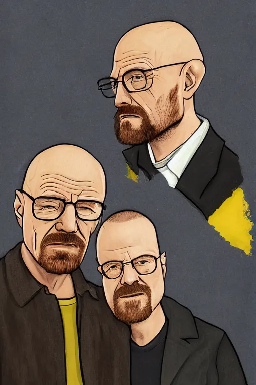 Image similar to Walter White and Jesse Pinkman, couple portrait