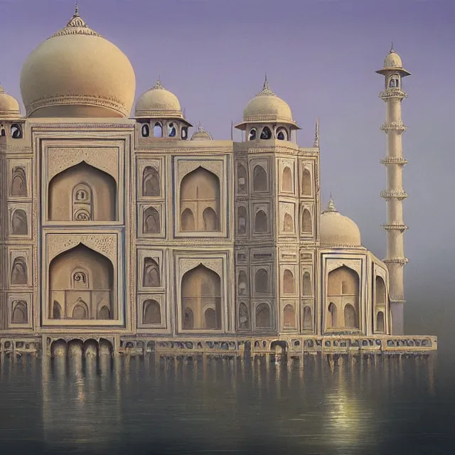 Prompt: the delicate opal palace beautifully showcases the architecture of india. oil painting by the award - winning concept artist