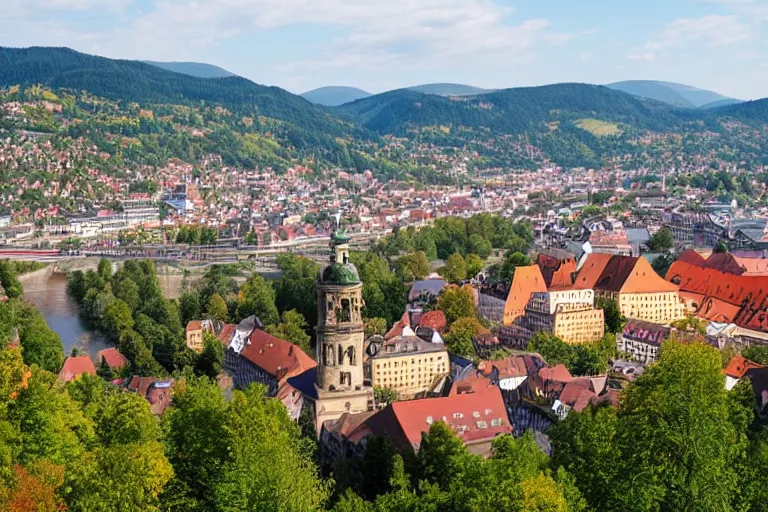 Prompt: Hills around Heidelberg, Germany, holiday photo