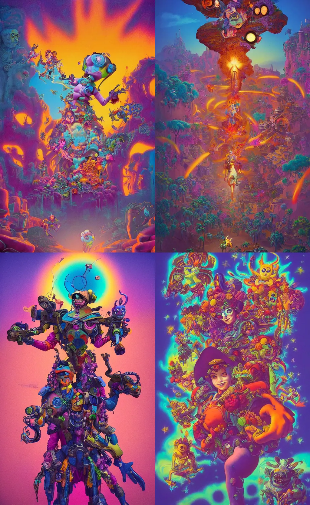 Prompt: the works of lisa frank and beksinski by pixar in the style of overwatch