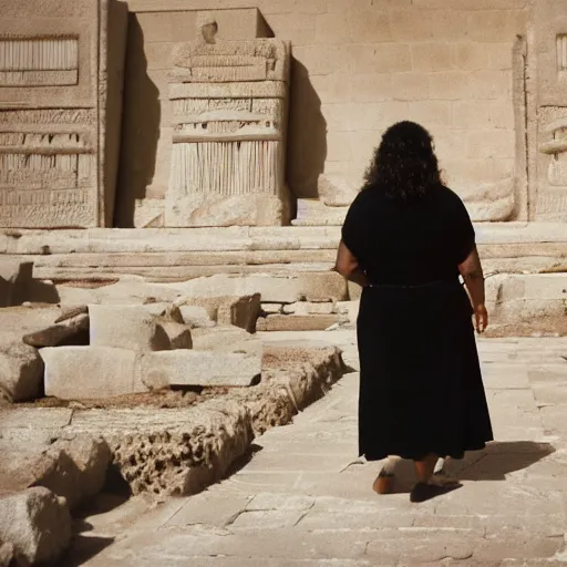 Prompt: woman outside the temple in atlantis