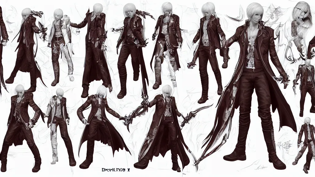 V from Devil May Cry as an elf, wearing daedric, Stable Diffusion