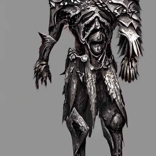 Image similar to ancient bone armor concept, grim display, 4k detailed