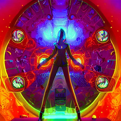 Image similar to skill magic geek inside matrix deepdream radiating a glowing aura stuff loot legends stylized digital illustration video game icon artstation lois van baarle, ilya kuvshinov, rossdraws,