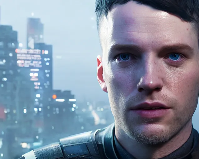 Image similar to highly detailed portrait of eanna hardwicke as an android, in detroit : become human, stephen bliss, unreal engine, fantasy art by greg rutkowski, loish, rhads, ferdinand knab, makoto shinkai and lois van baarle, ilya kuvshinov, rossdraws, tom bagshaw, global illumination, radiant light, detailed and intricate environment