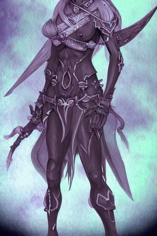 Image similar to a drow warrior, highly detailed, digital art, sharp focus, trending on art station, dungeons and dragons, anime art style