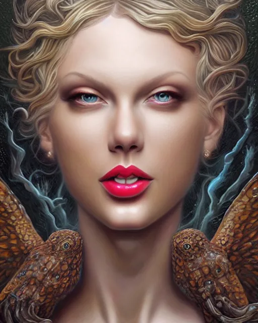 Prompt: lovecraft biopunk portrait of taylor swift by tomasz alen kopera and peter mohrbacher.