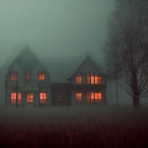 Prompt: A dark house, horror, night, foggy night, octane render, 4k