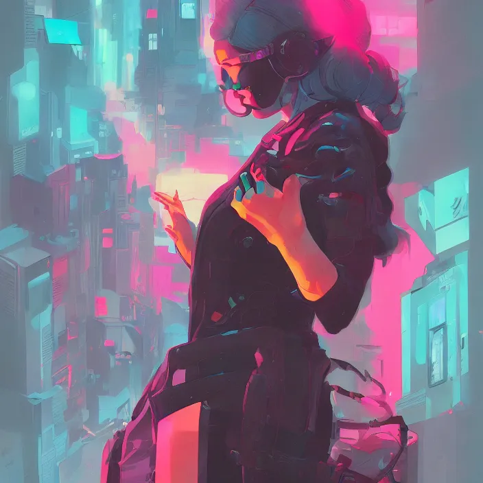 Image similar to a colorful comic noir illustration painting of a cyberpunk girl by sachin teng and sam yang!! and artgerm!! and pascal blanche, lois van baarle and ross tran. in style of digital art, symmetry, sci fi, hyper detailed. octane render. trending on artstation