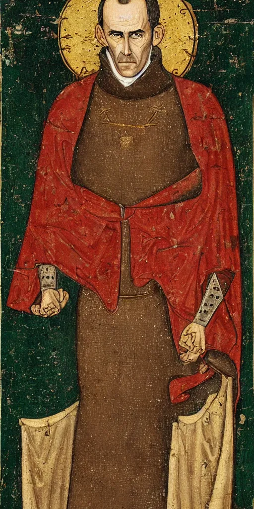 Prompt: medieval painting of stannis baratheon, high detail