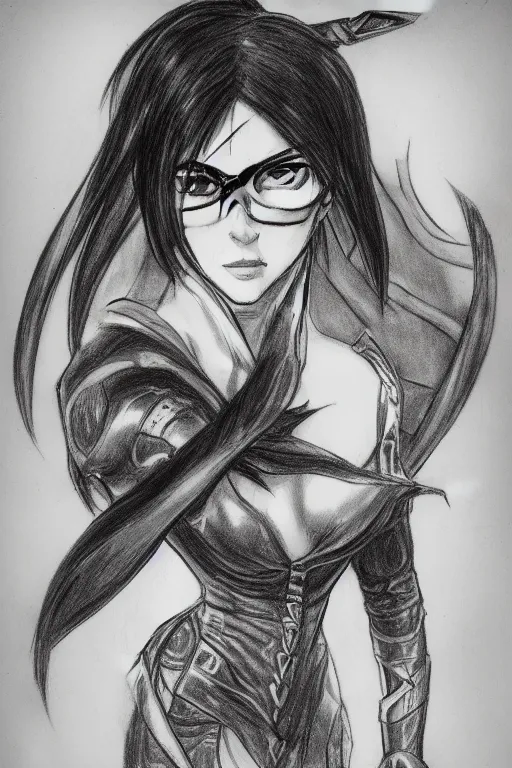 Image similar to Sketch of fully clothed Bayonetta! by Da Vinci