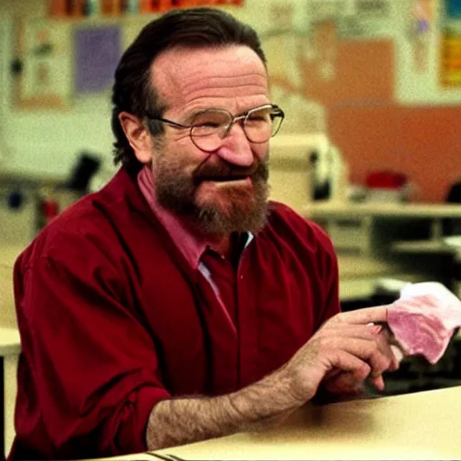 Image similar to Robin williams as walter white elementary school prequel