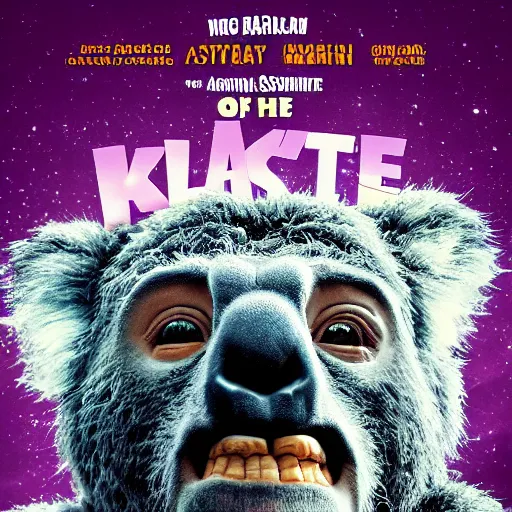 Image similar to planet of the koalas in the style of the movie poster of planet of the apes, movie poster, high quality, intricate detail