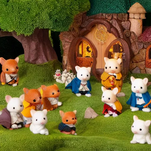 Image similar to lord of the rings calico critters in the shire