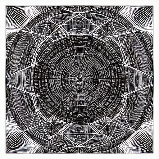 Image similar to iterated centroids, barycentric subdivision, sierpinski gasket, pencil line art inspired by karol bak, 8 k, uhd, vray