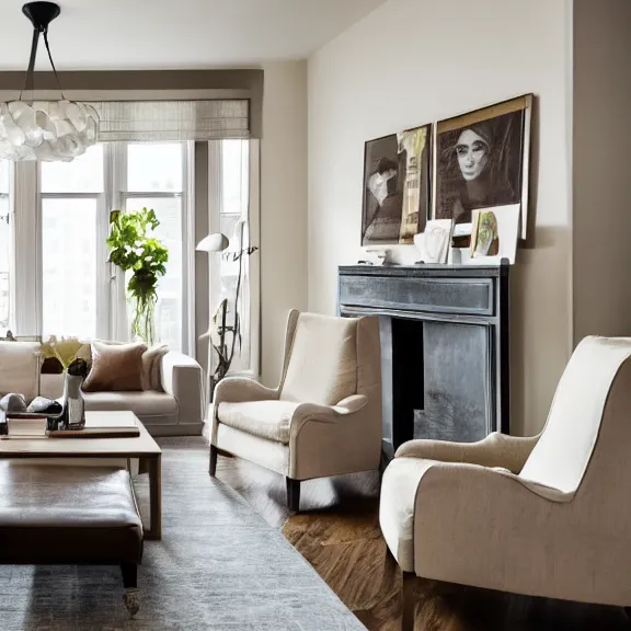 Prompt: apartment designed by nate berkus, muted neutral colors