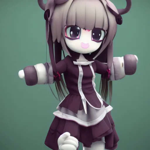 Image similar to cute fumo plush of a girl with four arms, monstergirl, anime, bokeh, vray