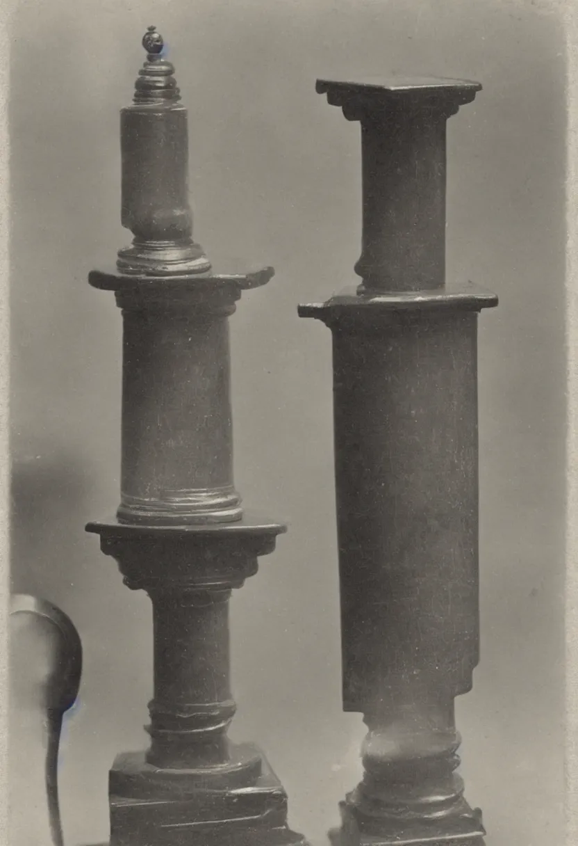 Prompt: a random everyday object on a pedestal, 1920 vintage photography, courtesy of Centre Pompidou