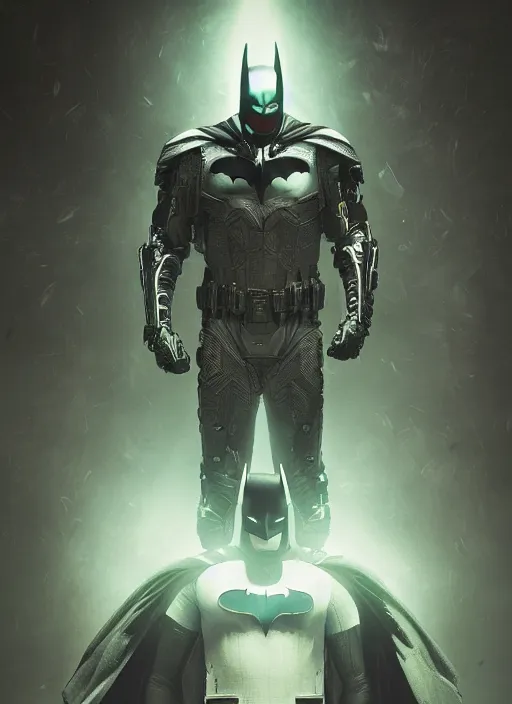 Image similar to portrait of futuristic batman cyborg, dark art, modern fine art, fractal, intricate, elegant, highly detailed, digital photography, subsurface scattering, by jheronimus bosch and frank miller and greg rutkowski,