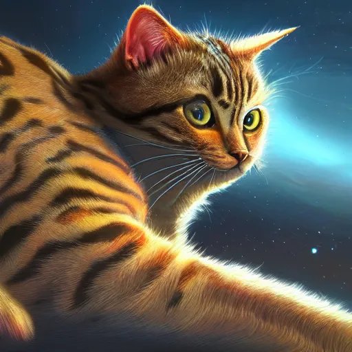 Prompt: a new species of cat on an unknown planet, oil painting, ultradetailed, artstation, ultradetailed, digital painting, ultradetailed