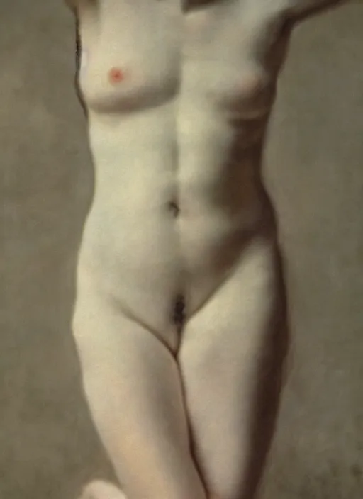 Image similar to out of focus!!!!!!!! closeup of a very pale woman's belly by jules joseph lefebvre and by nadav kander