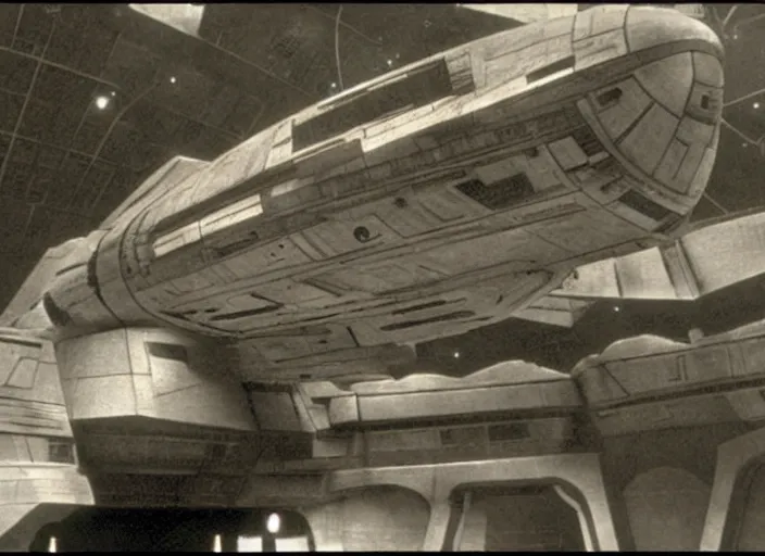 Prompt: spaceship from the 1907 science fiction film Star Wars: A New Hope